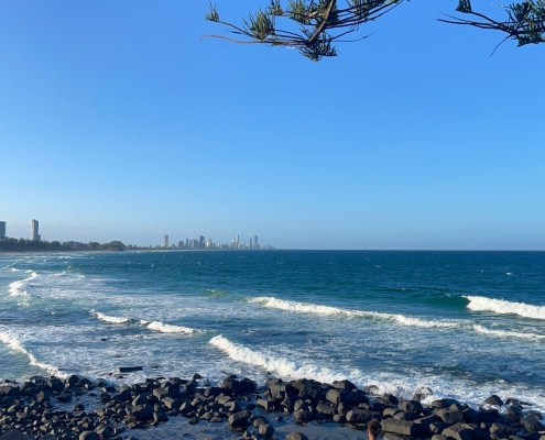 Die Surfers Paradise Skyline von Burleigh Hills aus Die Surfers Paradise Skyline von Burleigh Hills aus